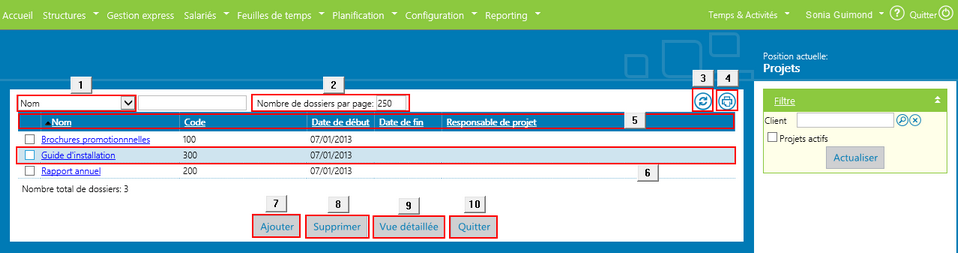 Fenêtre de type « gestion de données » Fenêtre de type « gestion de données »
