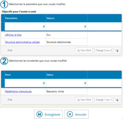 Paramètres Paramètres